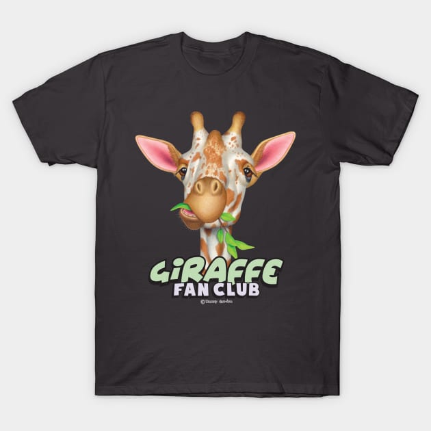 funny cute fan of Giraffe Chewing Leaves T-Shirt by Danny Gordon Art